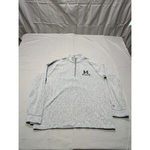 Champion Michigan Wolverines Mens Small Grey Marled Quarter Zip Pullover Sweater